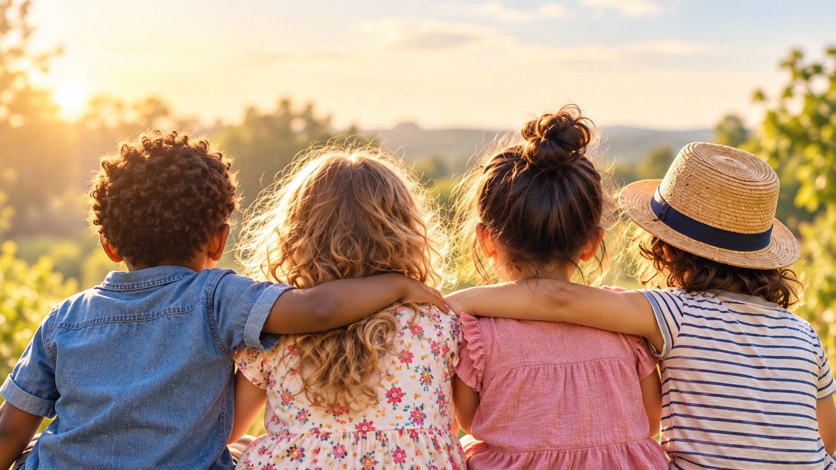 Enfants réunis dans un cadre naturel